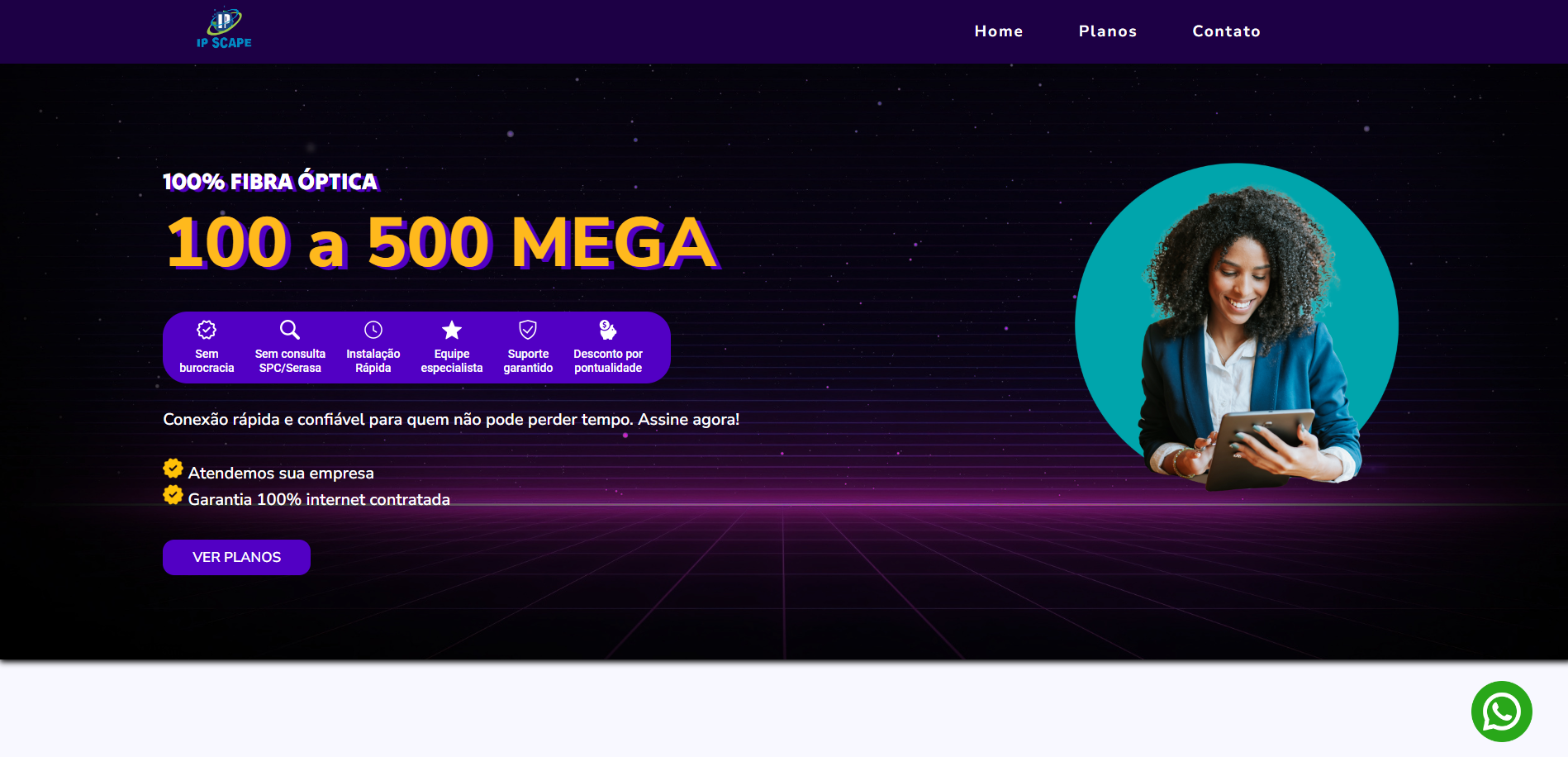 Site feito para um provedor de internet